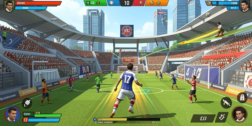 Menampilkan karakter utama dalam aksi epik.